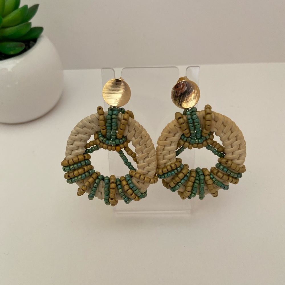 New💥Handmade Paja toquilla /goldfilled earrings